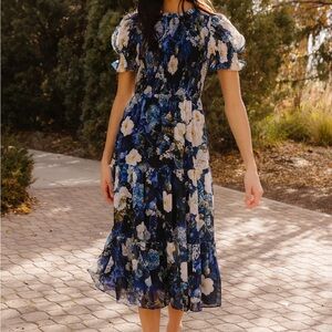 NWT Small navy floral Ivy City Co Cordelia Dress in Winter Bloom